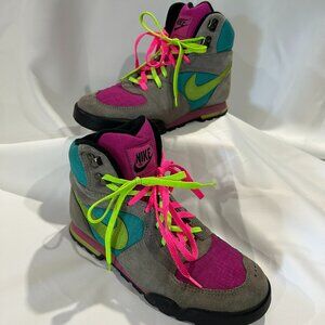 Vintage Nike Hiking Boots, Size 7.5 / 38.5, Grey / Pink / Aqua, 910103 TH